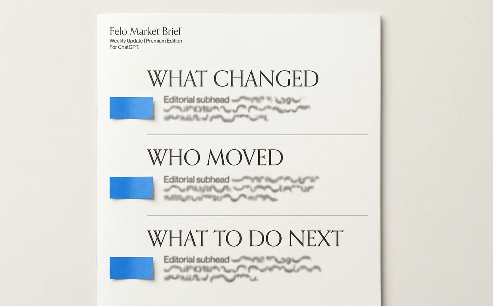 Editorial change brief covering what changed, who moved, and what to do next