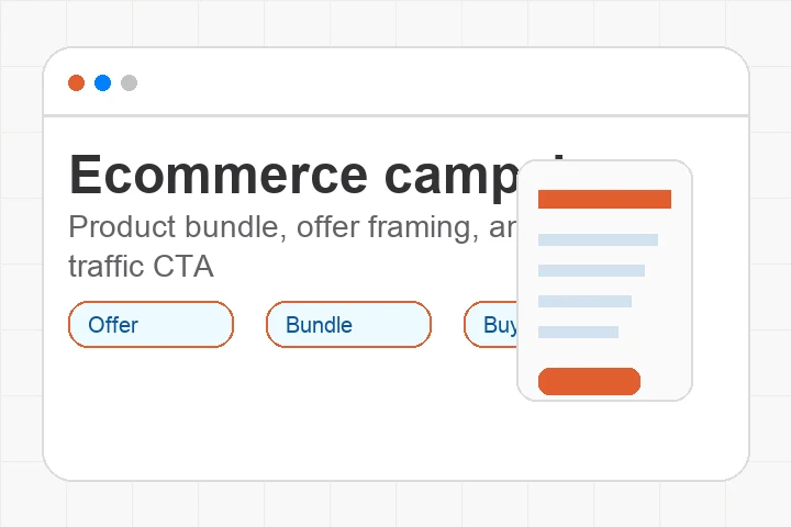 AI ecommerce landing page draft for a product offer