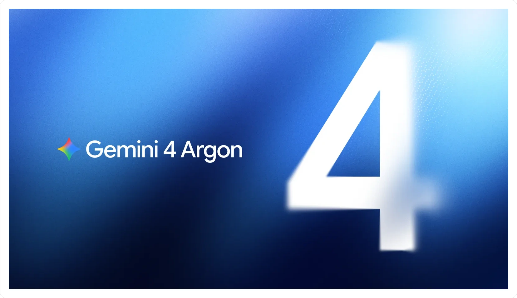 Seni utama Gemini 4 Argon: nama model di sisi angka 4 yang besar atas latar kecerunan biru