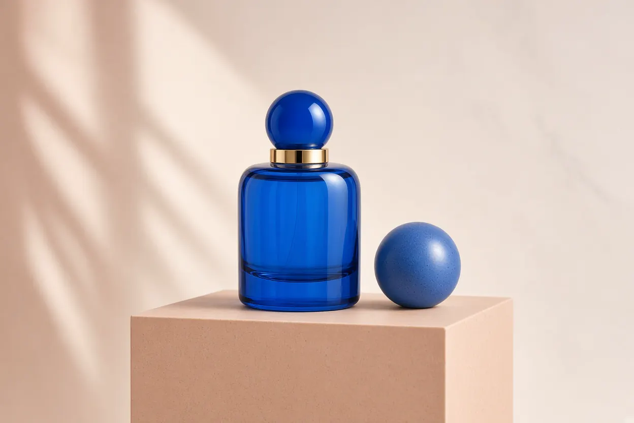 Cobalt and orange product bottles showing a color change