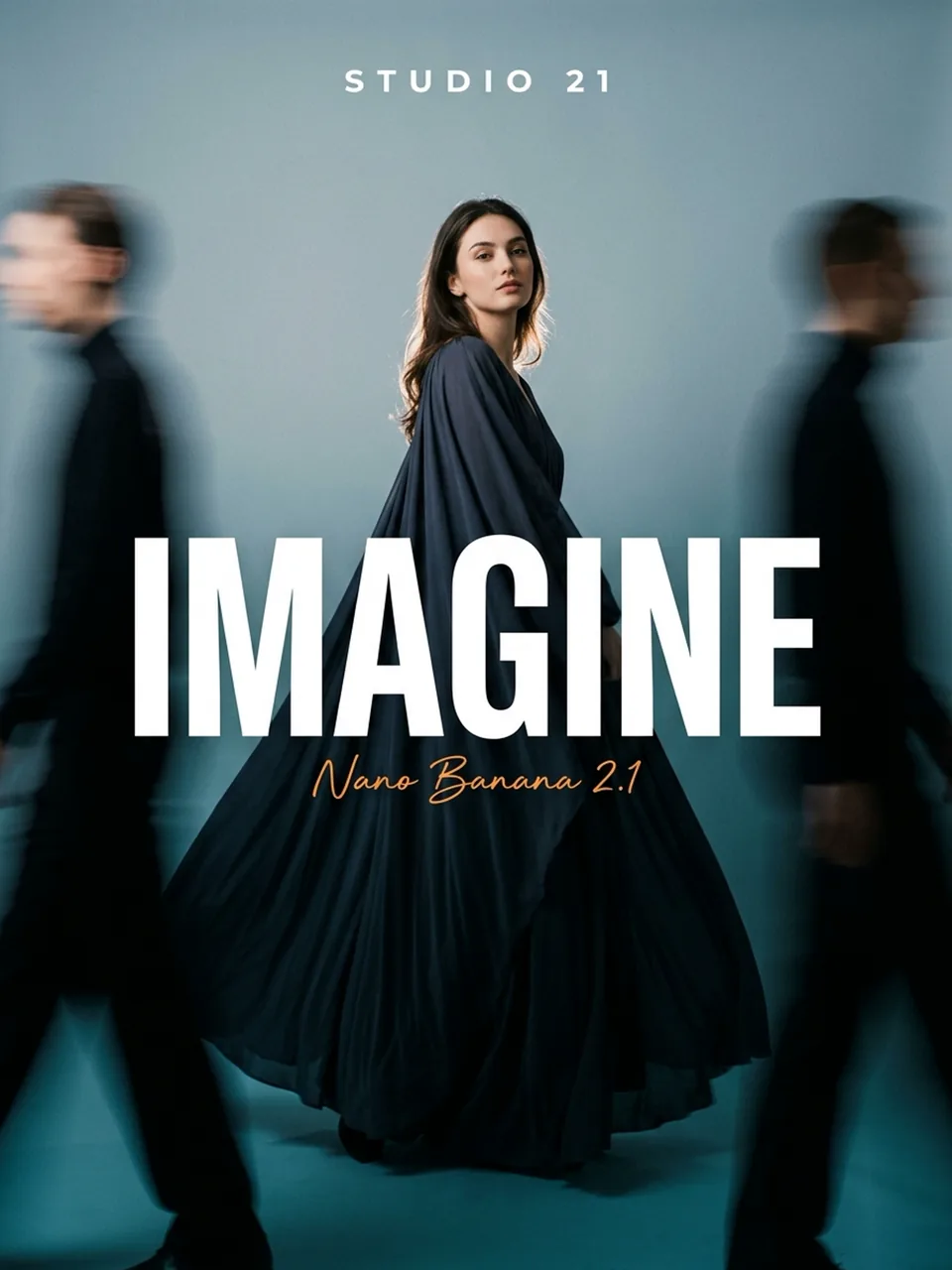 Fashion magazine cover with a legible masthead and a giant Imagine headline, generated with Nano Banana 2.1