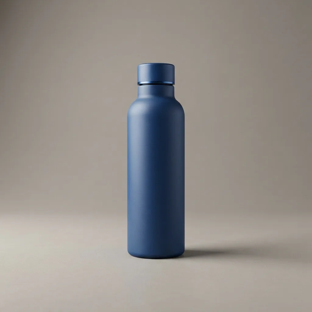 Produktmockup einer blauen wiederverwendbaren Flasche, generiert mit Nano Banana 2 Lite