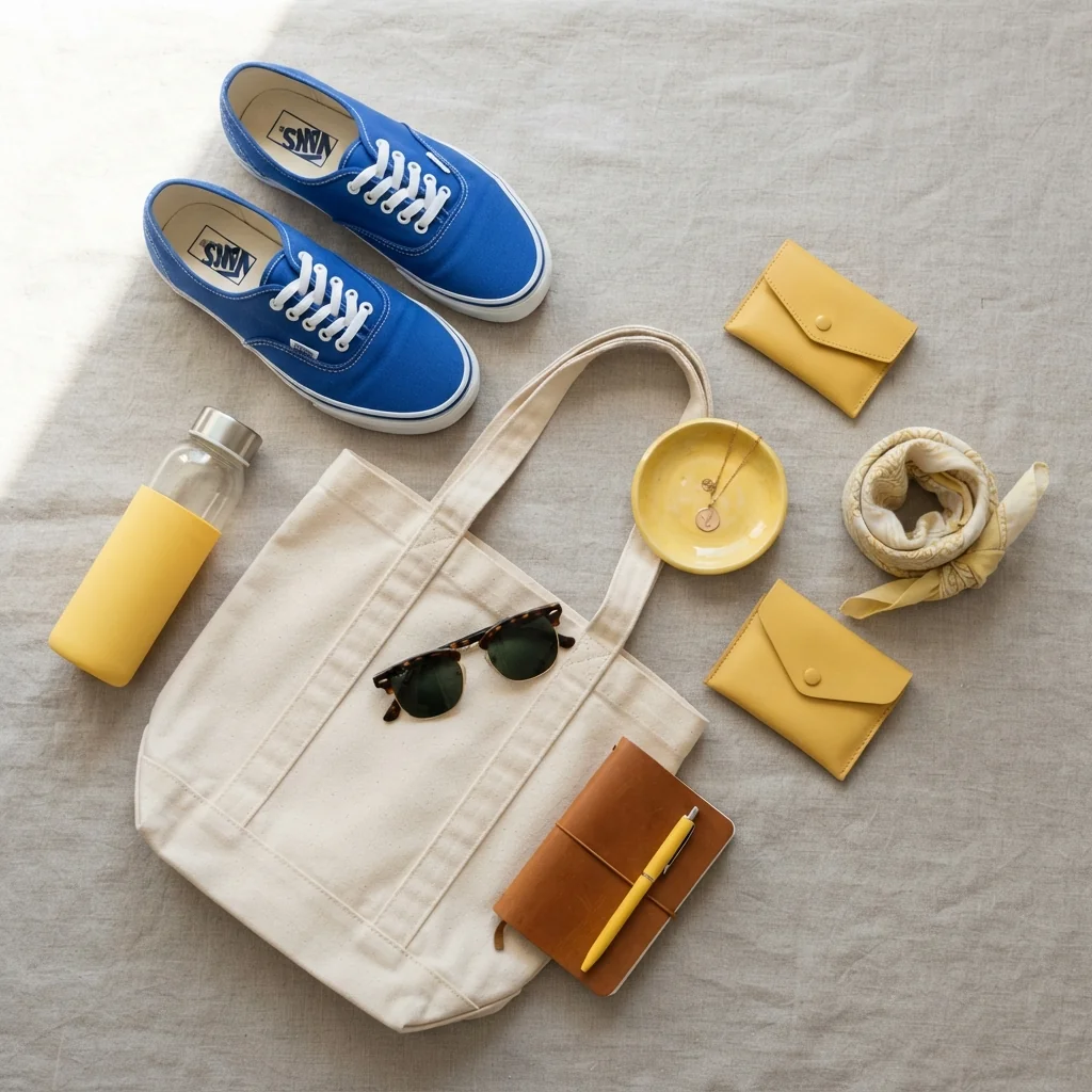 Mode-Flatlay-Beispielbild, generiert mit Nano Banana 2 Lite