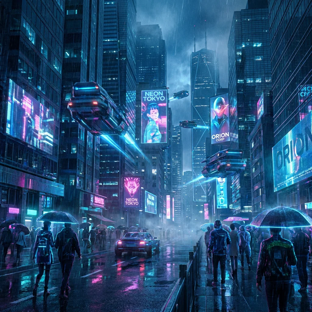 Cyberpunk city night scene generated by AI art generator