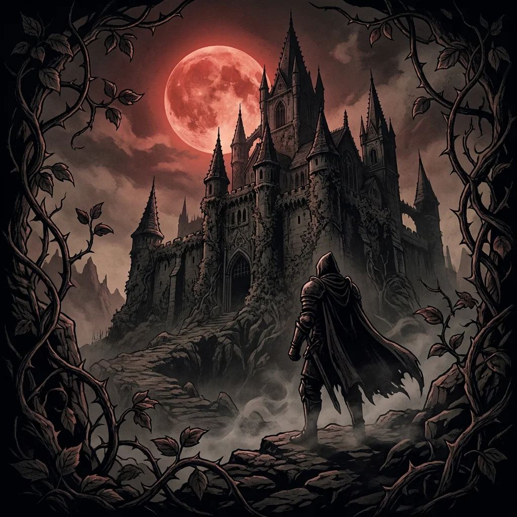Dark fantasy scene generated by AI art generator