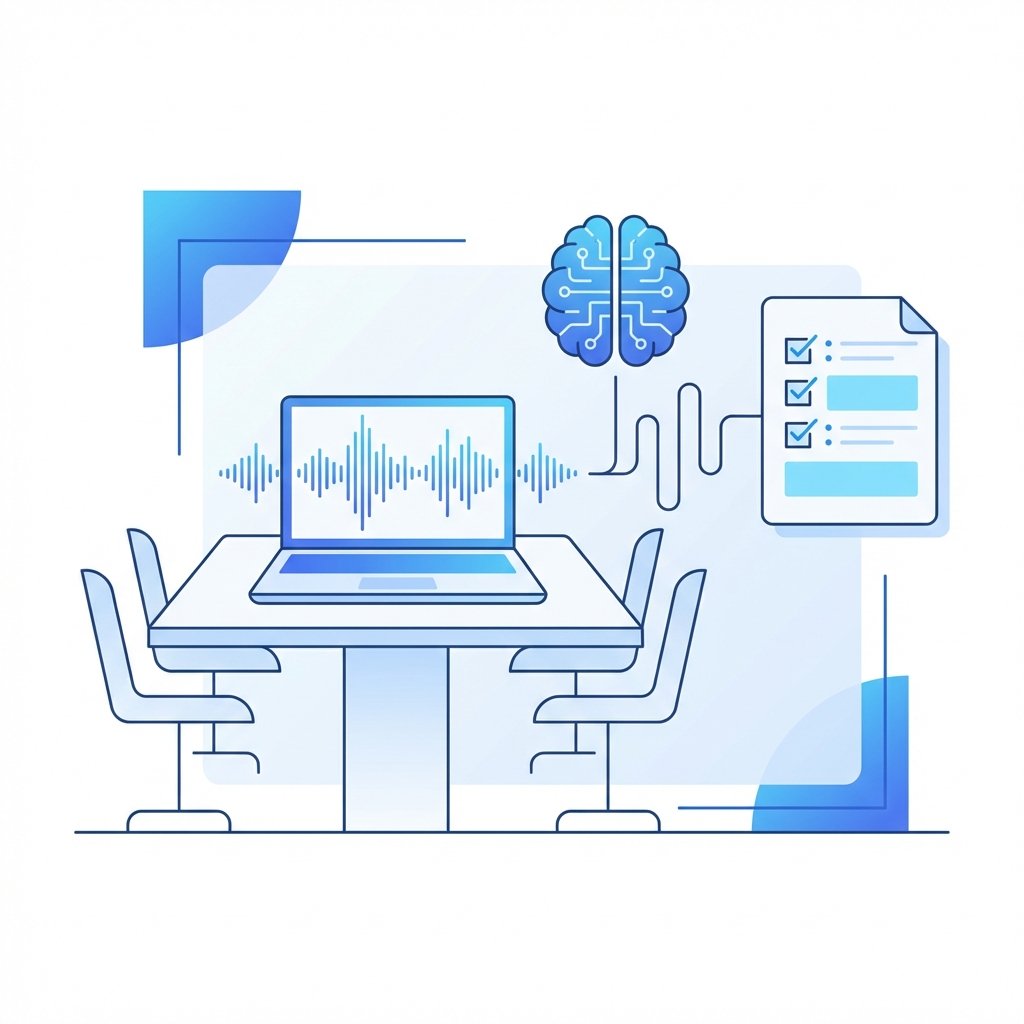 AI-generated meeting summary with action items and decisions