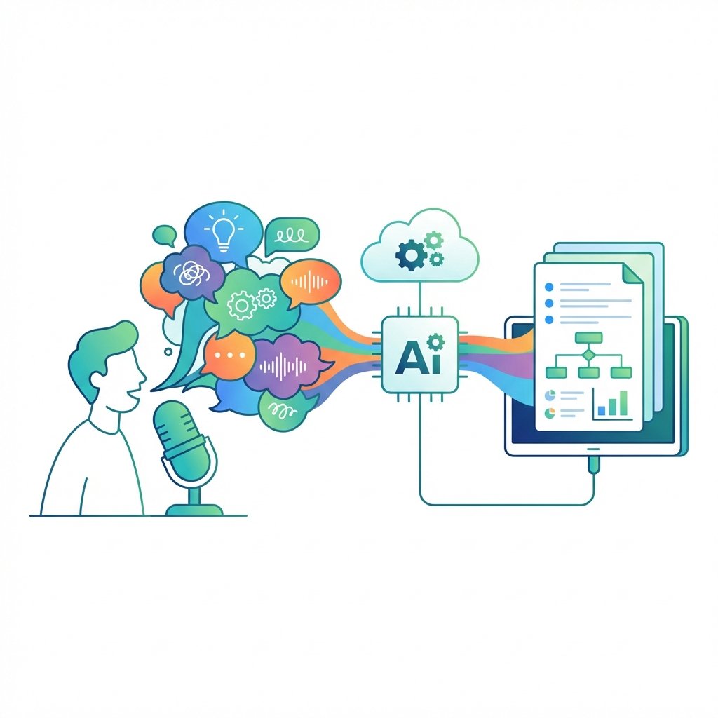 AI voice recorder showing live transcription captions in real time
