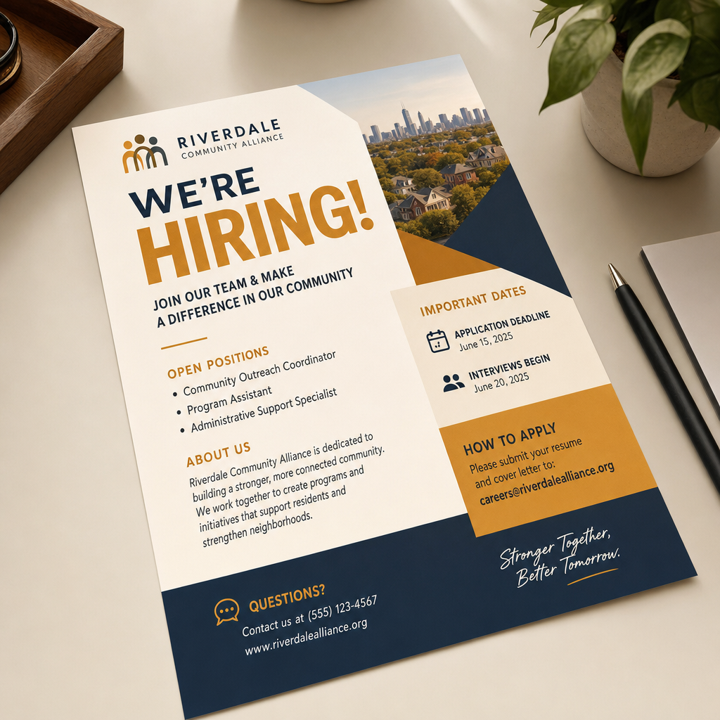 AI flyer maker example for a community announcement flyer