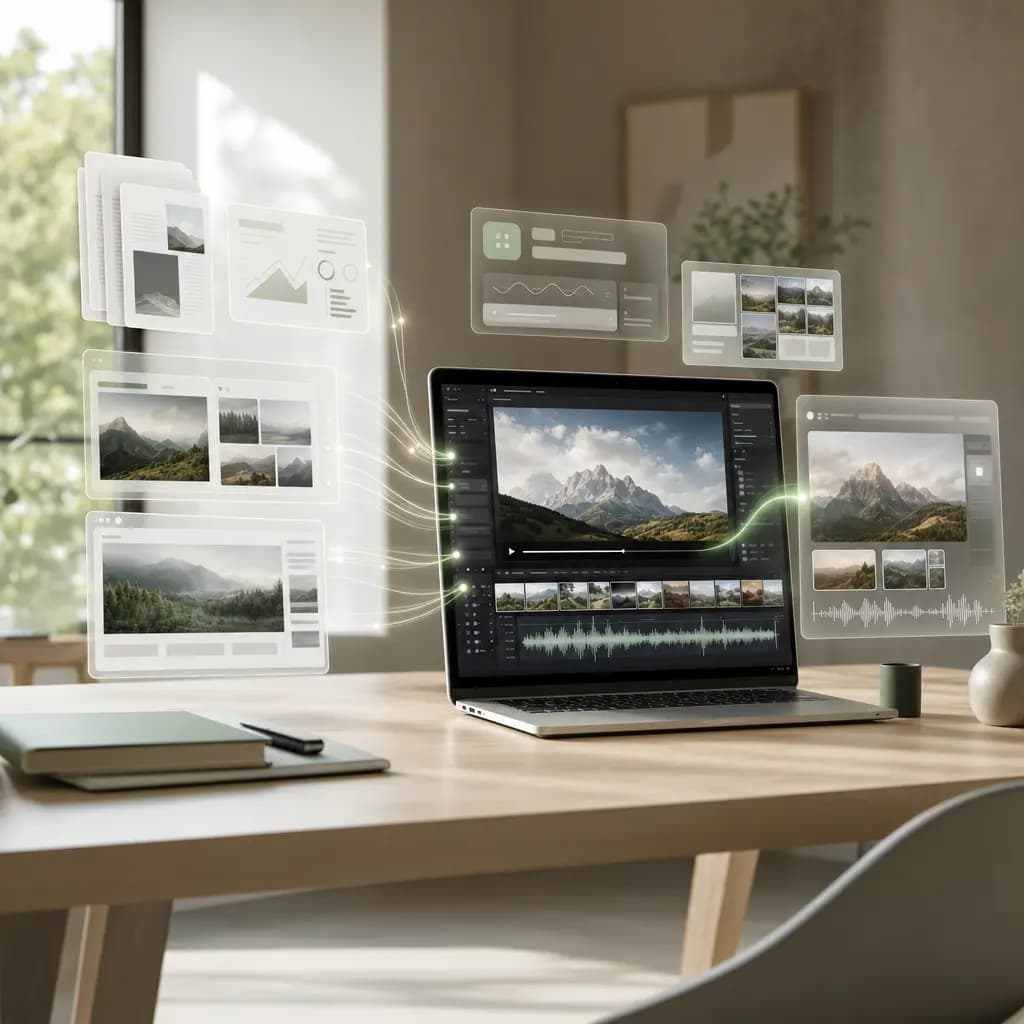 Scene showing video generation directly from source material