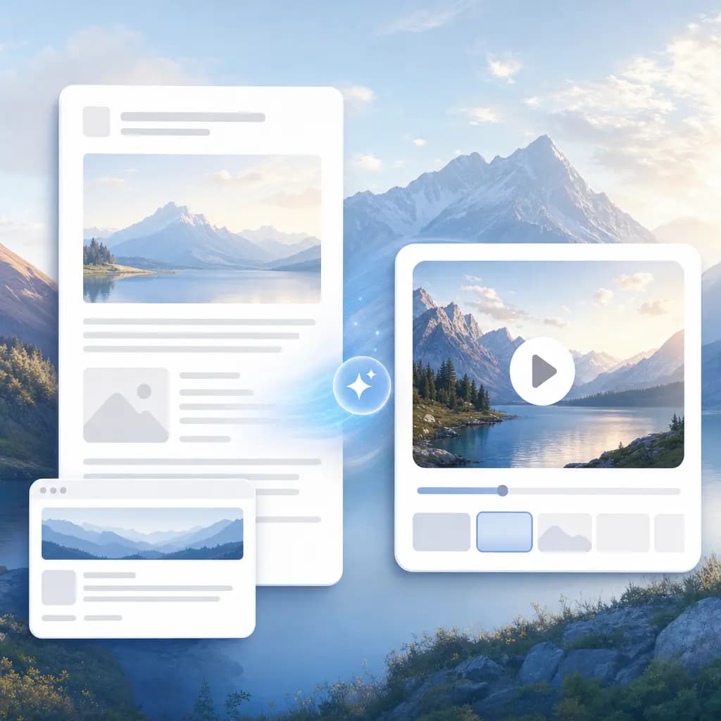 Product visual for turning articles into knowledge videos